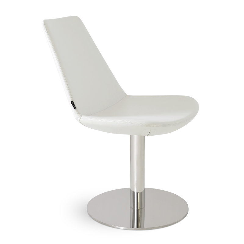 Chaise d'appoint pivotante de 23 po Eiffel, Similicuir blanc, Chrome