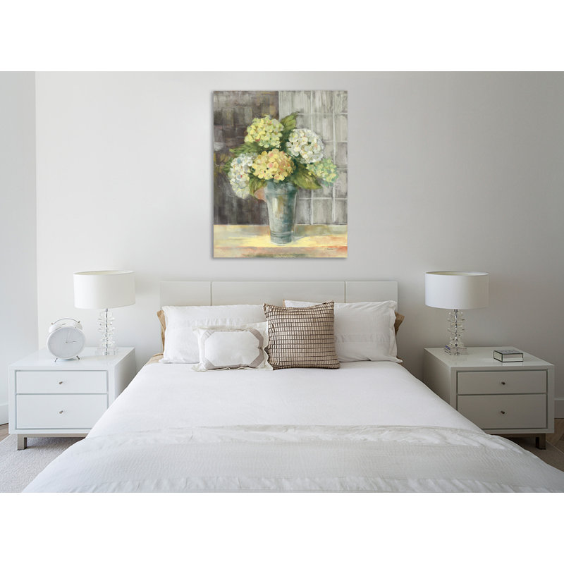 " Yellow Hydrangea Gray " by Carol Rowan, 30" H x 24" W x 1.5" D