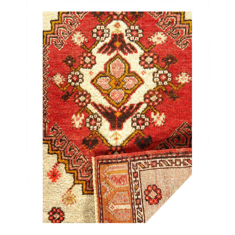 Tapis turc antique Oushak 1 pi 8 po x 3 pi 2 po