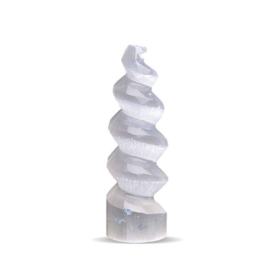 Décoration en spirale en spirale de sélénite, spirale - 15 cm, blanc