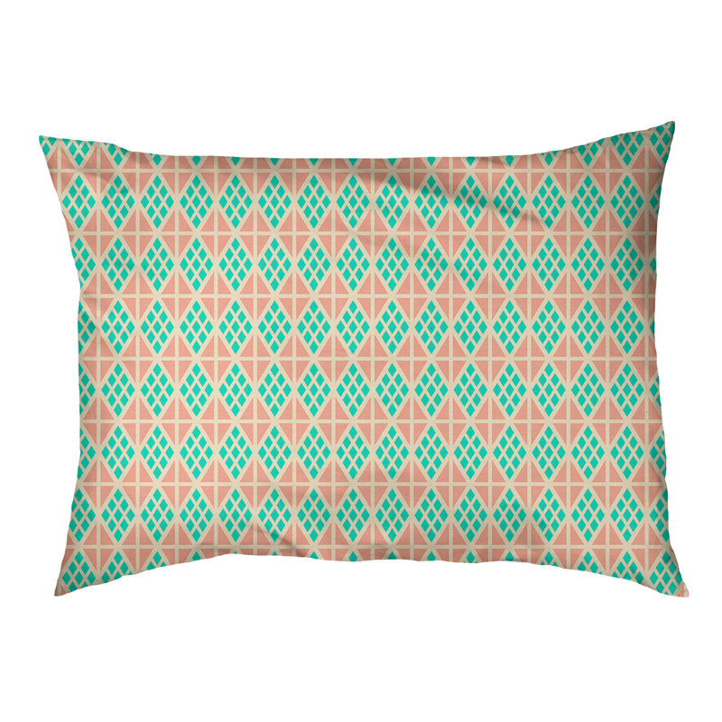 Coussin diamants Byrge, Grand (l 42,5 po x P 32,5 po x H 14 po), Sarcelle / orange