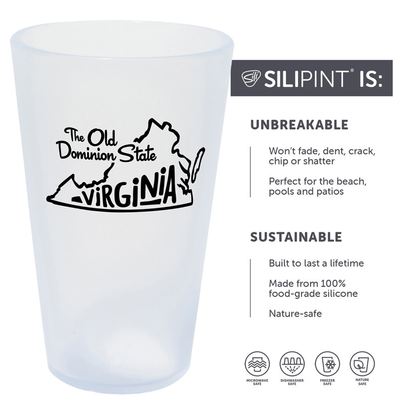 Silipint: Verres State Pint 16 oz: paquet de 2 - Virginia - tasses en silicone glaçons, incassables