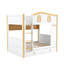 Lit superposé en forme de maison moderne Kairox avec tablettes et tiroirs de rangement, garde-corps, solution de sommeil loft-126554029