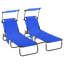 Chaises de piscine bleues pliables - Dossier inclinable avec parasol pour la cour