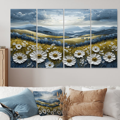 «Green Alpine Meadows Abstract Landscape II - Landscape Mountains», ensemble d'art sur toile