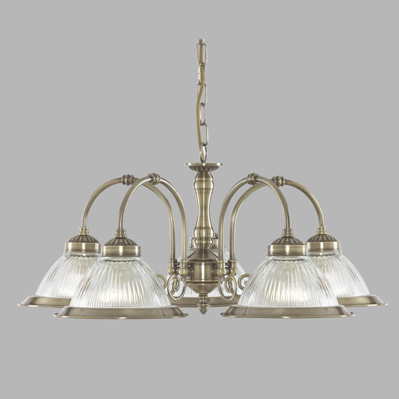 Arnott 5 - Light Shaded Chandelier, Antique Brass