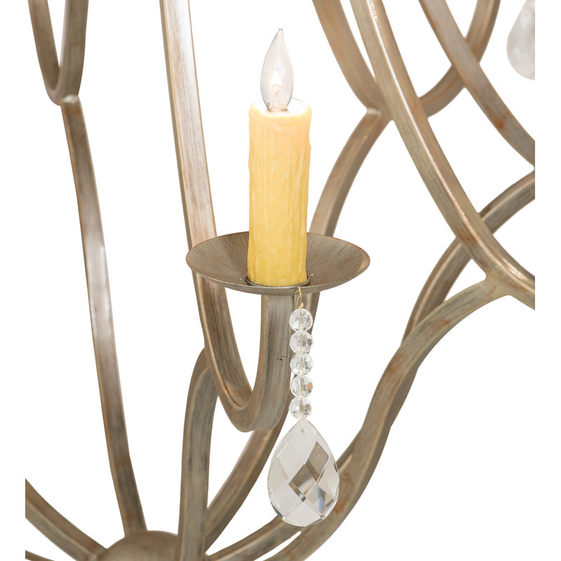 Lustre empire 8 lumières de style bougie avec détails en cristal Lumierre