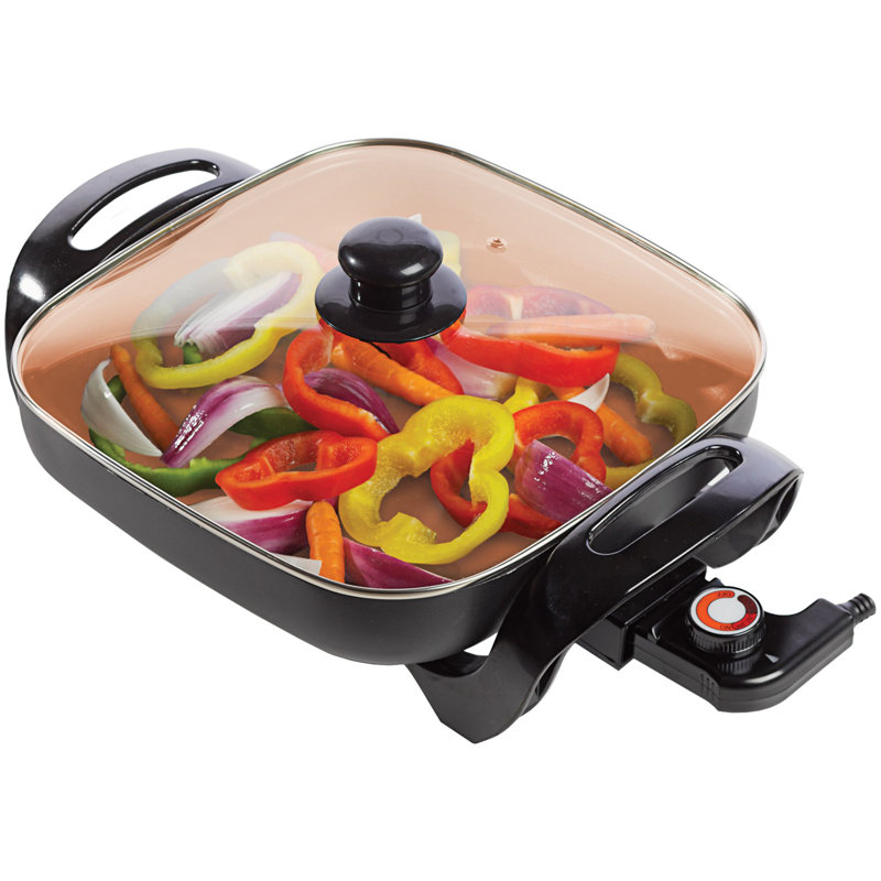 Brentwood 12-Inch Copper Nonstick Electric Skillet with Glass Lid