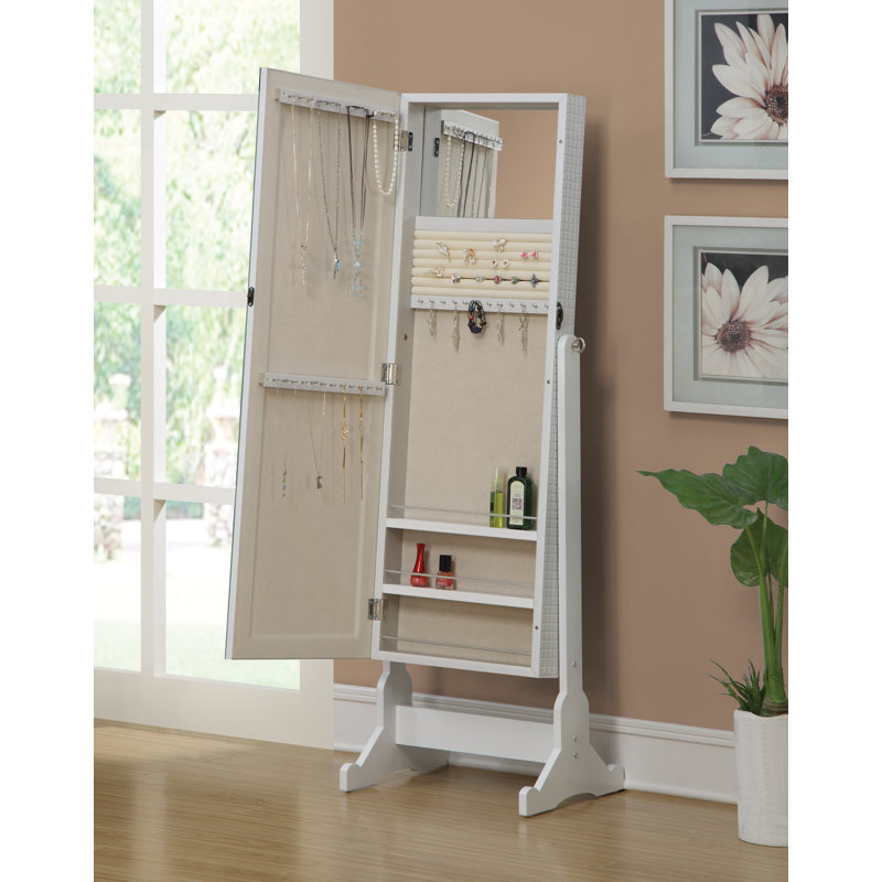 Dannaka Floor Mirror with Shelves, White