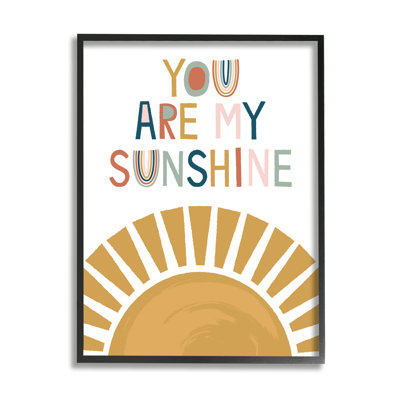 You Are My Sunshine Phrase Children's Sun Rise Oversized Black Framed Giclee Texturized Art by Lisa Perry Whitebutton