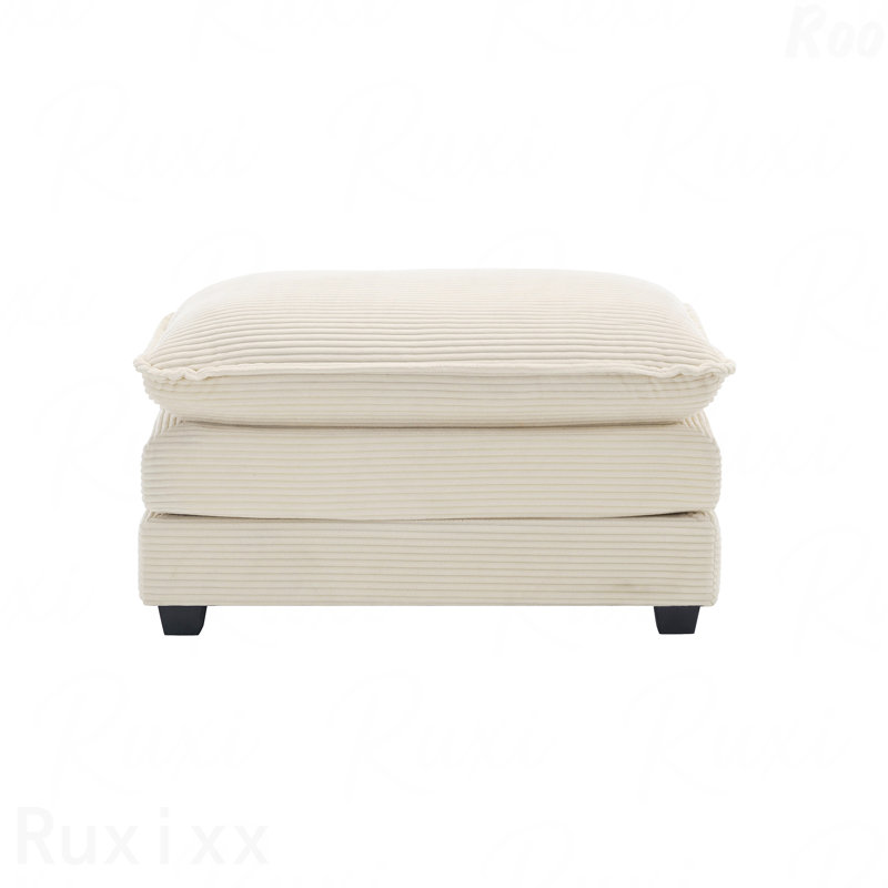 Corduroy Upholstered Ottoman Footstool - Compatible With 2/3/4 Seater Sofas, Beige