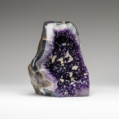Genuine Amethyst Crystal Cluster With Calcite From Brazil (16 Lbs)