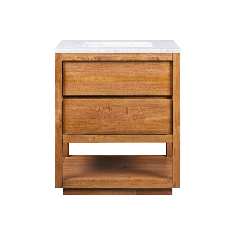 Arayana 30'' Single Bathroom Vanity with Marble Top, Mango Wood