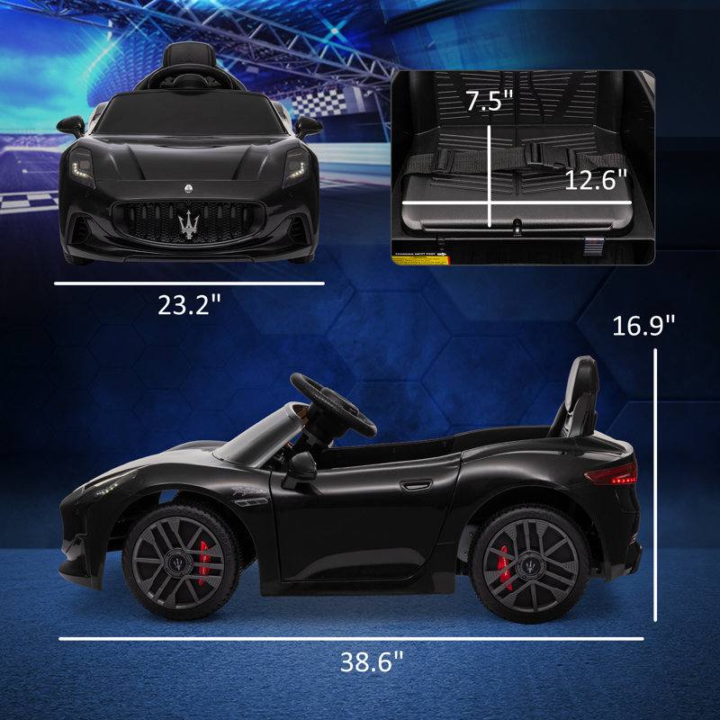 Voiture électrique 12 V pour enfants Maserati Gran Turismo, Noir, noir, noir, noir