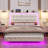 Upholstered Platform Bed with LED Lights, Charging Port, Floating Bed-2081658569-2083676633