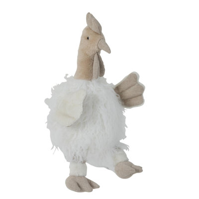 Heavener Doorstop Chicken Textile White Large