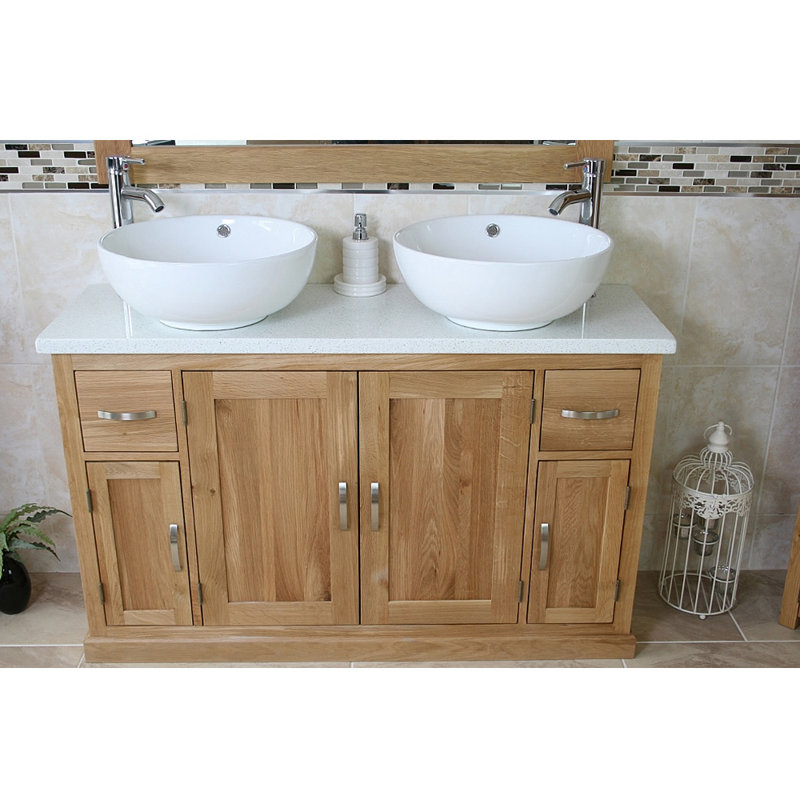 Arely 1230mm Double Bathroom Vanity with Vessel Ceramic Basin, White