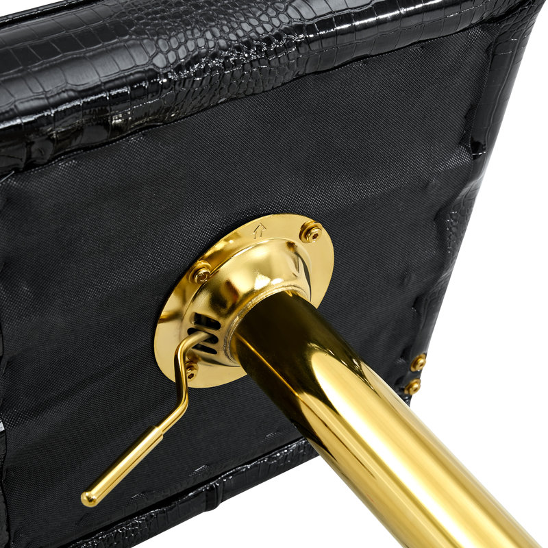 Élégants tabourets de bar noirs, cuir de pvc crocodile, style rétro pour les repas