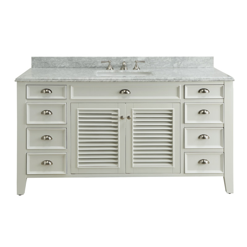 Ensemble de meuble-lavabo de salle de bain simple 60 po Reedsburg, Blanc