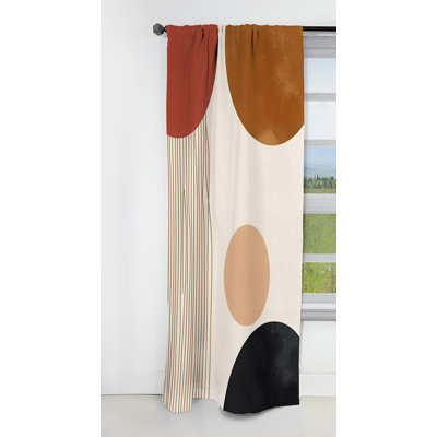 Boho Curtain Panel, Beige Minimal Pattern Blackout Decor - Beige Minimal Boho Pattern III