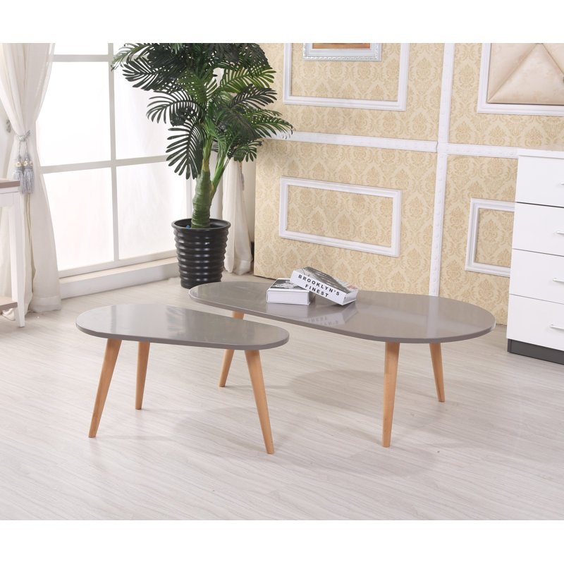 Becky Glass Top Nesting Coffee Table, Grey