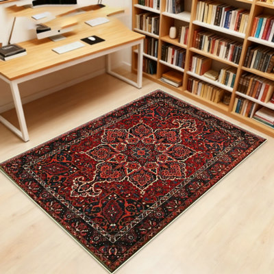 tapis de salon, grand tapis lavable antidérapant, tapis à motif de médailles rétro bohémien adapté aux chambres à coucher, aux salles à manger, aux bureaux de famille, aux garderies, aux dortoirs, aux fermes, au rouge rétro