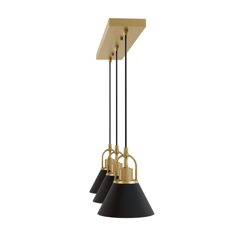 Luminaire suspendu luxueux à 3 lumières doré / noir Jasmine Roth