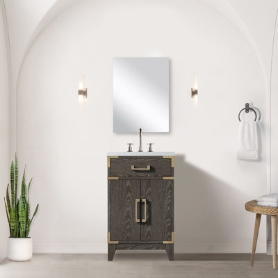 Meuble-lavabo simple 20 po X P 18 po D, comptoir en acrylique, 18 po Ensemble miroir et robinet
