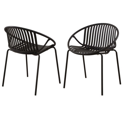 Patio Dining Chairs Stackable Chairs With Breathable Design Modern Simple Art Style (Set Of 2),Metal Legs+Plastic Backrest