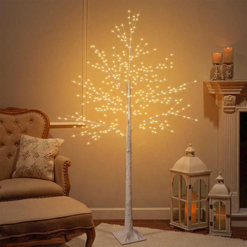 Lighted Artificial Birch Tree Floor Lamp