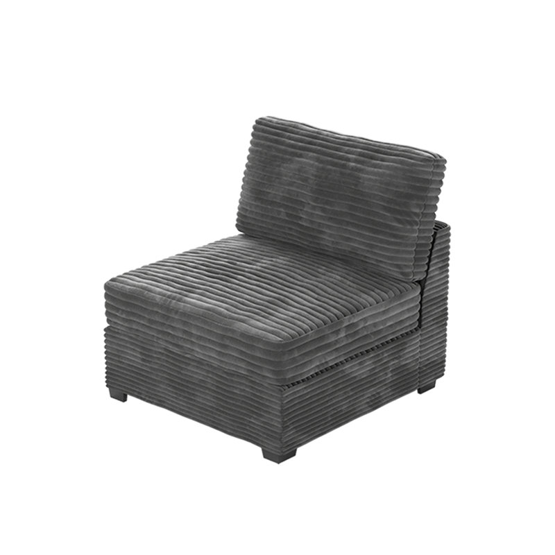  Cozza Middle Seat Module Armless Accent Chair For Modular Sectional Sofa Couch, Gray Faux Fur