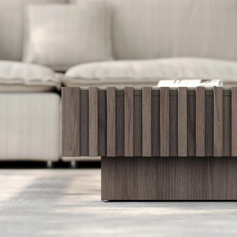 33.46'' Square Coffee Table, Brown Coffee Table with Storage