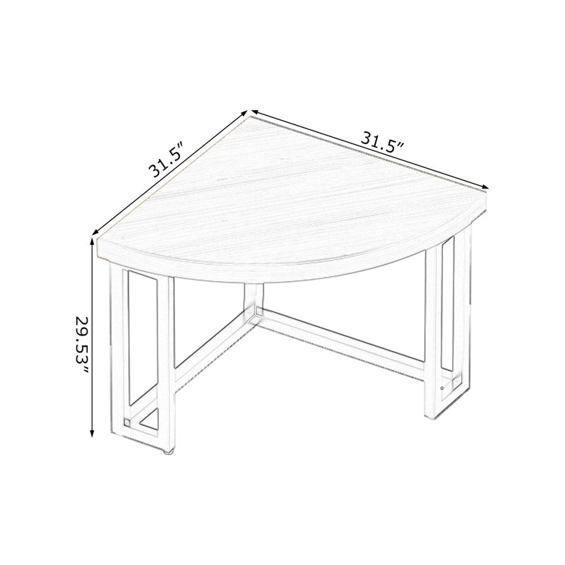 Bureaux en bois massif demi-cercle, H 29,53 po x l 31,50 po x P 31,50 po