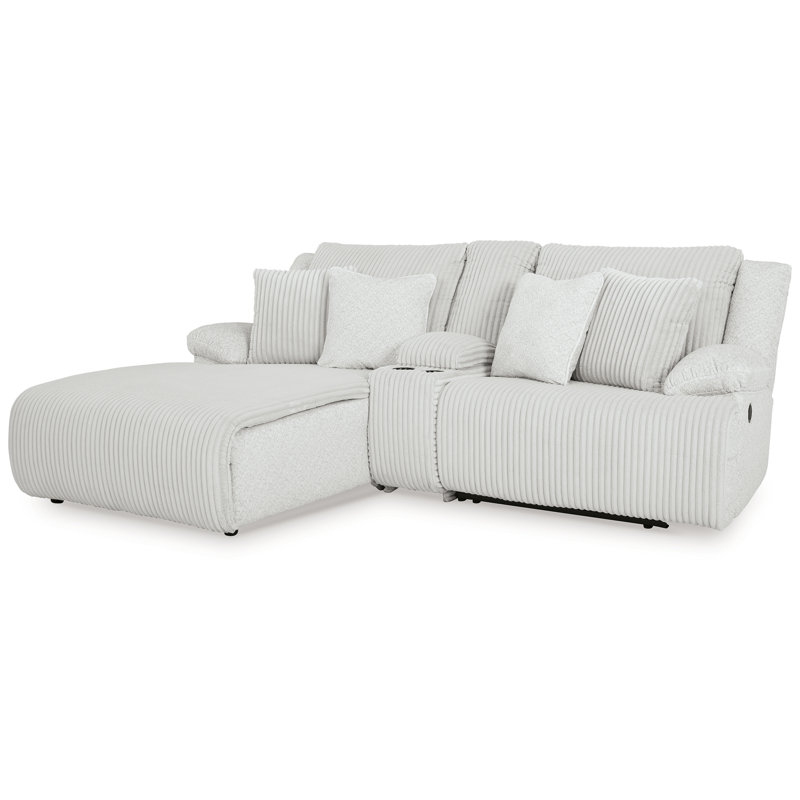 Canapé modulaire inclinable 3 pièces avec méridienne, Polyester blanc, Orienté à gauche (vu de face)