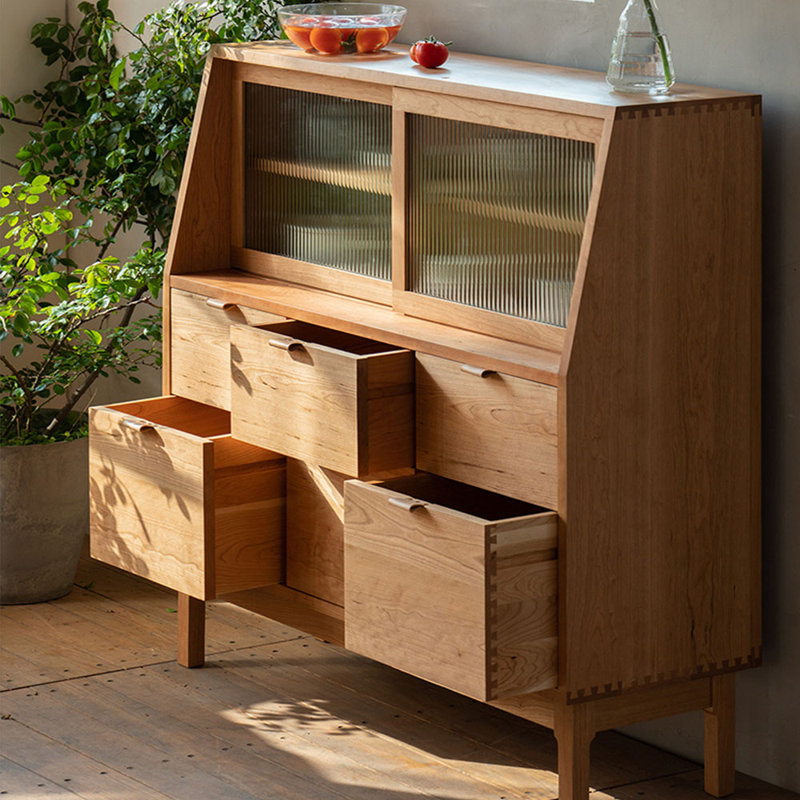 Armoire de rangement multifonctionnelle à tiroir et porte vitrée