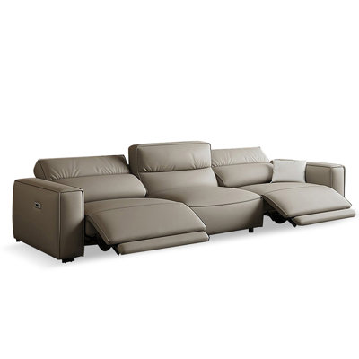 Canapé modulaire gris en cuir véritable