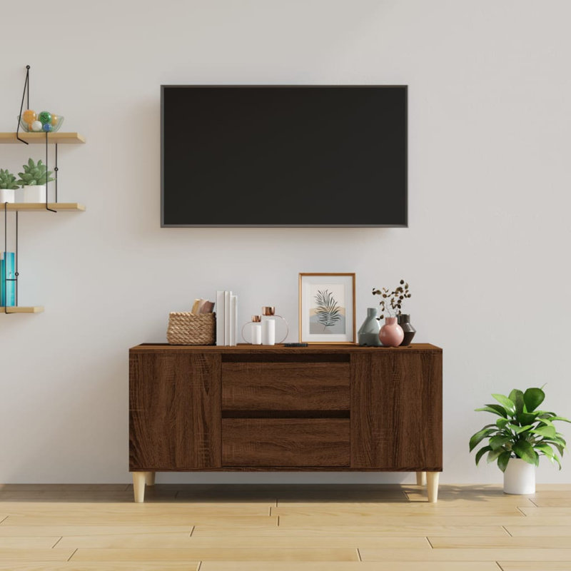 Husam TV Stand for TVs up to 43", Brown Oak