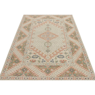 Distressed Homage Hand Knotted Wool Geometric Area Rug