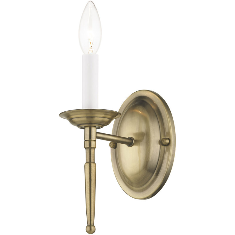 Vintage 1-Light Wall Sconce, 4.25" Height, Steel Base Material., Antique Brass