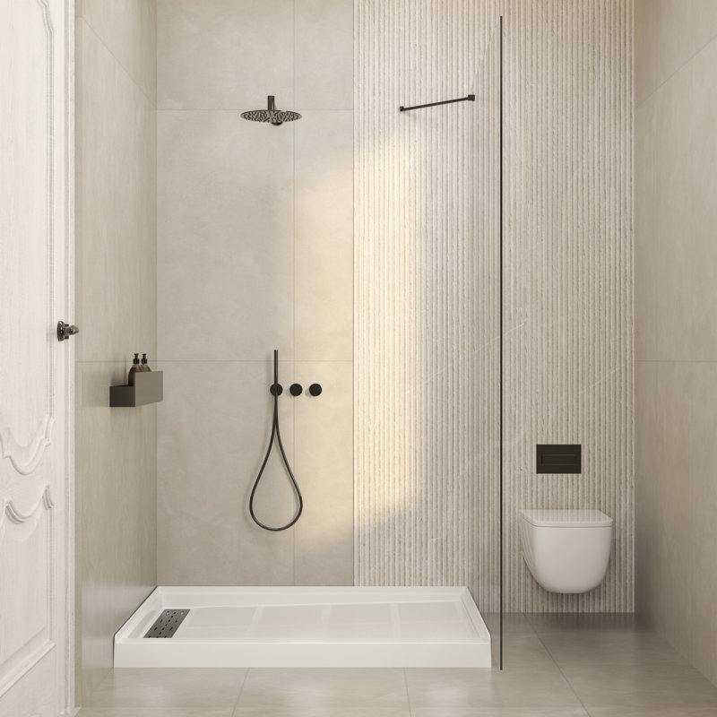 Base de douche rectangulaire avec ensemble de drain et couvercle de drain l 48 po x P 36 po, Gauche
