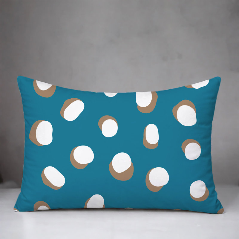 Oreiller réversible intérieur / extérieur Jayi Spots, 25 x 18, Turquoise
