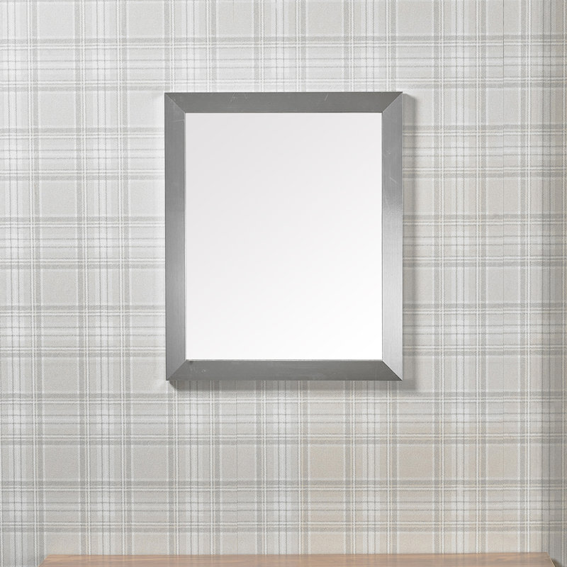 Aspasius Wood Flat Wall Mirror, Silver