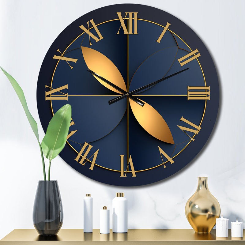 Sacramental Blue Minimal Sacred Geometry Seal III - Modern Geometric Wall Clock, Small