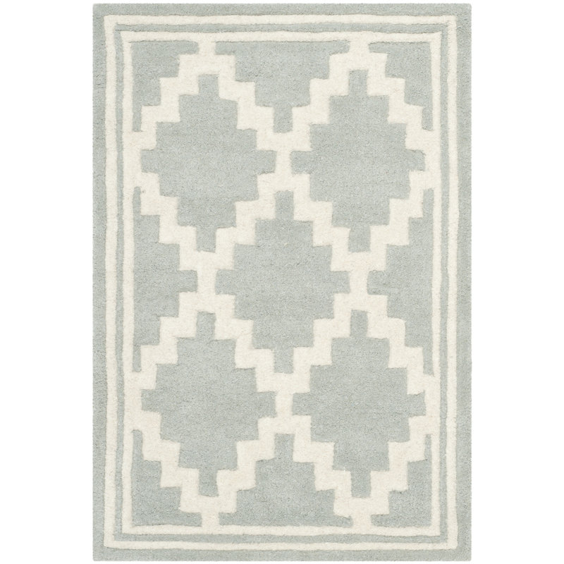 Tapis gris en laine touffeté à la main Carolene, Rectangle de 3 pi x 5 pi
