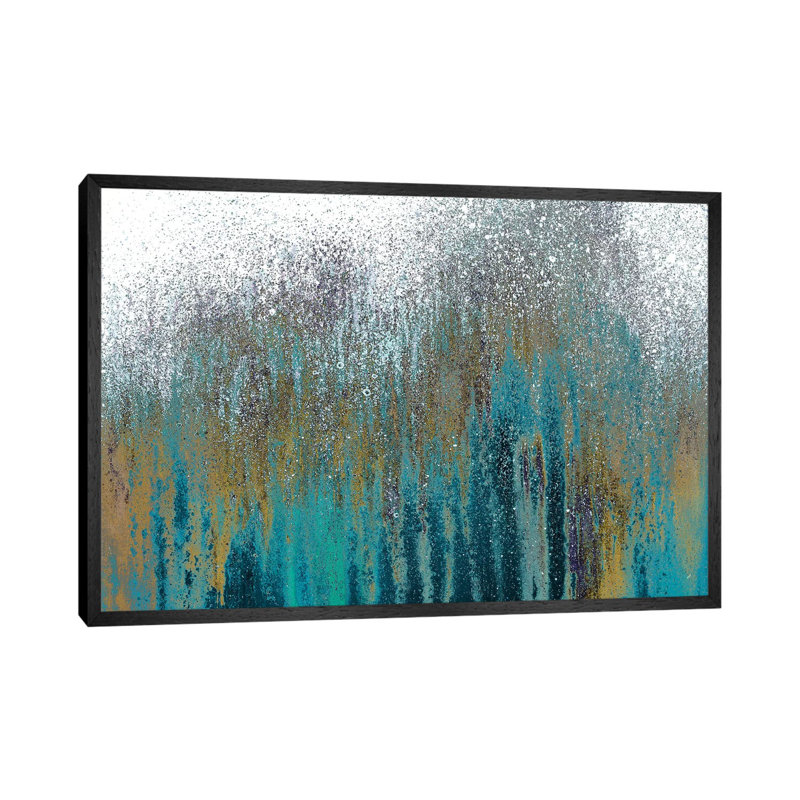 Teal Woods by Roberto Gonzalez - Floater Frame Gallery-Wrapped Canvas Giclée on Canvas, Black , 66.04 cm H x 45.72 cm W