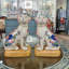 Tobacco Leaf Porcelain Dog Figurines Pair