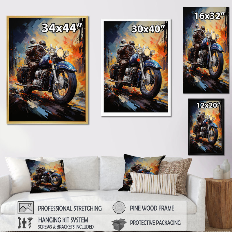 Fantaisie Moto Odyssey, Toile tendue, H 32 po x l 24 po x P 1 po