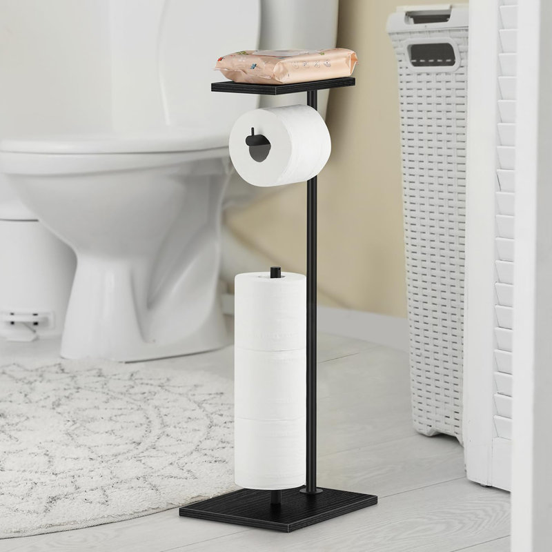 Free Standing Toilet Paper Holder, Black