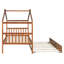 Lit simple en bois avec lit gigogne, lit plateforme en pin massif, noyer