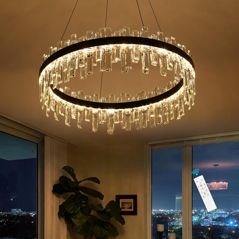 Lustre en cristal Crystal Glam, Noir mat